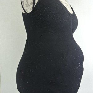 Padded Nursing Tank Top Nylon Spandex Black Small